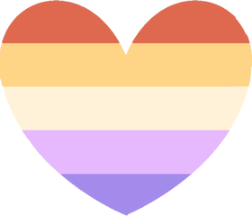 5 Stripe Nonbinary Lesbian Flag Heart